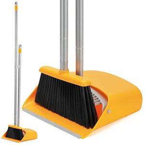 TrueYee Broom and Dustpan Set for Home, 52" Stand Up Dust Pans with Long Handle, Extendable Broom with Dustpan Combo Set, Indoor Broom Long Handle Dust Pan for Lobby Office Kitchen