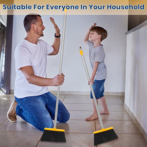 TrueYee Broom and Dustpan Set for Home, 52" Stand Up Dust Pans with Long Handle, Extendable Broom with Dustpan Combo Set, Indoor Broom Long Handle Dust Pan for Lobby Office Kitchen