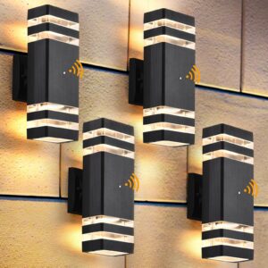 dastor 4 pack dusk to dawn outdoor wall lights, 3000k warm white exterior light fixture, up and down porch lights outdoor wall mount, waterproof outside lights for house porch garage