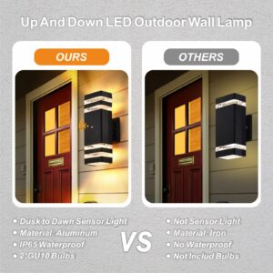 DASTOR 4 Pack Dusk to Dawn Outdoor Wall Lights, 3000K Warm White Exterior Light Fixture, Up and Down Porch Lights Outdoor Wall Mount, Waterproof Outside Lights for House Porch Garage