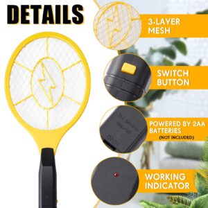 4 Pcs 17.3" Bug Zapper Electric Fly Mosquito Swatter Racket 1500 Volts Electronic Swatter Handheld Fly Killer Tennis Mosquito Bat Racket for Outdoor Indoor Camping Insect Fruit Fly Control