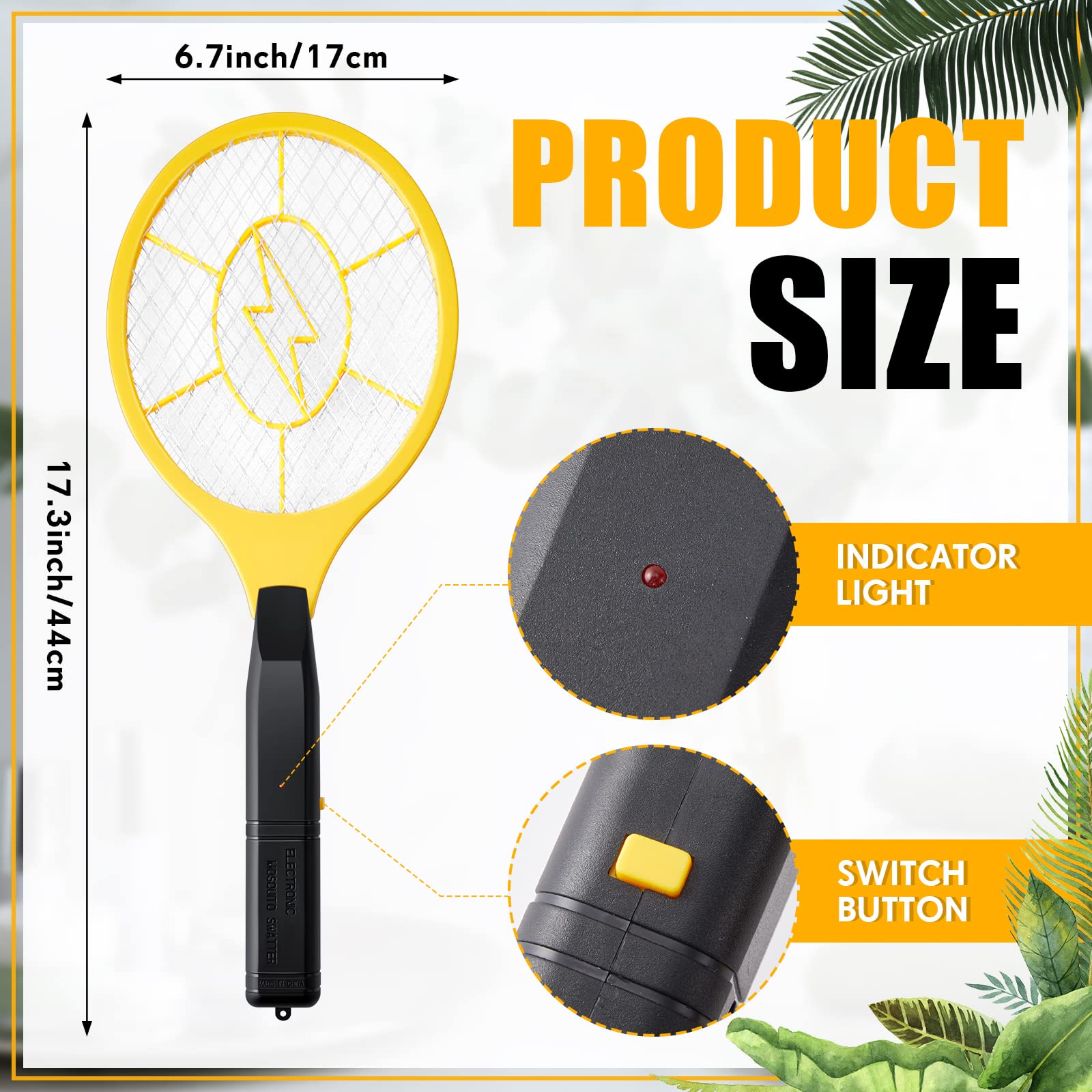 4 Pcs 17.3" Bug Zapper Electric Fly Mosquito Swatter Racket 1500 Volts Electronic Swatter Handheld Fly Killer Tennis Mosquito Bat Racket for Outdoor Indoor Camping Insect Fruit Fly Control