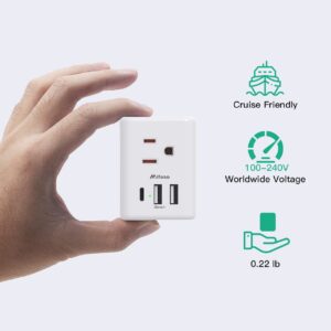 Outlet Extender Multi Plug Outlet - USB Wall Charger with 3 USB Ports (1 USB C), No Surge Protector Cruise Essentials for Ship and Travel, ETL Listed