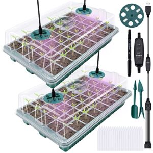 fgbnm 80 cells seed starter trays with grow light, seed starter kit with adjustable brightness & humidity for indoor seed growing starting, 78in timing controller
