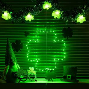 2 Pack St Patrick's Day Four-leaf Clover Window Lights,8 Modes LED Silhouette Lights USB Powered with Hooks, Lighted St Patrick's Day Decorations for Window Wall Indoor Outdoor Party,11inch