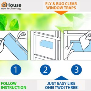 Window Fly Traps for Indoors. Paper Sticky Strips. Easy to Use Catcher and Killer Flies. Clear Tape Windows Trap for House Control Over Insects, Ladybugs, Flys and etc. 12 Pack