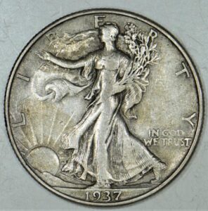 1937 d walking liberty half dollar xf-au