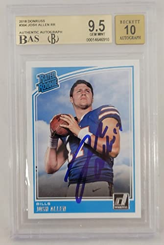 Josh Allen Bills Signed 2018 Donruss Optic Rated Rookie Card #304 BGS 9.5 & 10 - Football Slabbed Autographed Rookie Cards