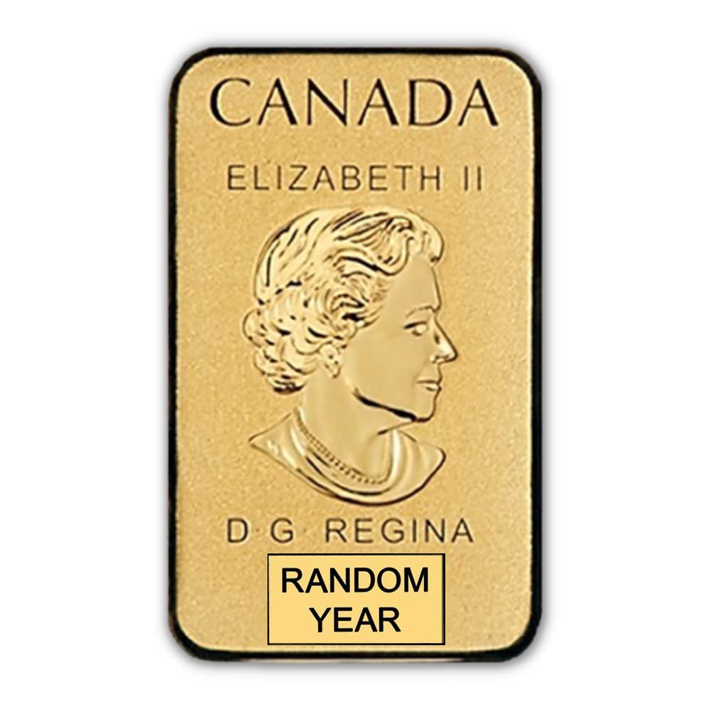 2016 - Present (Random Year) 1/10 oz Gold Bar Coin by the Royal Canadian Mint Brilliant Uncirculated with Certificate of Authenticity 24K $25 BU