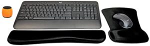 logitech mk540 advanced wireless keyboard & mouse combo active lifestyle travel home office modern bundle with micro glow in the dark portable wireless bluetooth speaker, gel wrist pad & gel mouse pad