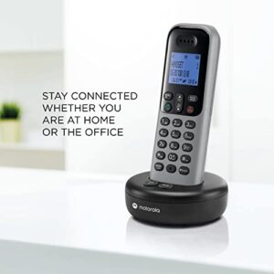 Motorola Voice Cordless Phone System w/ 2 Digital Handsets + Answering Machine, Remote Access, Call Block - Dark Grey (T612)