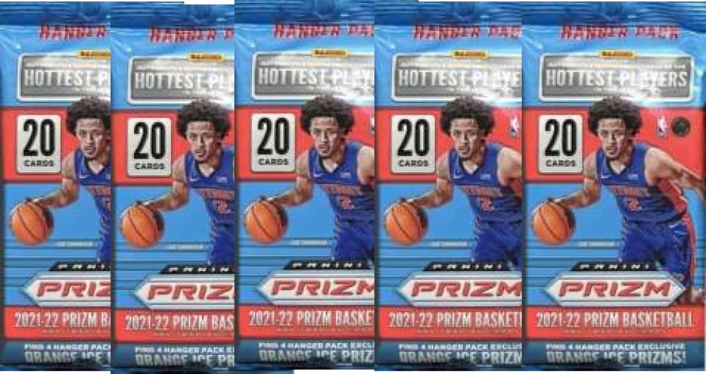 2021-22 Panini Prizm Basketball Factory 5 Sealed Hanger Packs (20 Cards each)