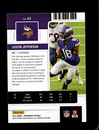 2021 PANINI CONTENDERS SEASON TICKET #63 JUSTIN JEFFERSON NMMT VIKINGS