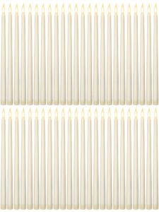 funtery 48 pcs flameless led taper candles fake candles battery operated candles bulk 11 inch flickering taper candles led tall candles for christmas valentine's day church wedding(ivory)
