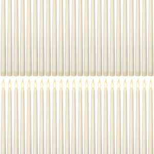 Funtery 48 Pcs Flameless LED Taper Candles Fake Candles Battery Operated Candles Bulk 11 Inch Flickering Taper Candles LED Tall Candles for Christmas Valentine's Day Church Wedding(Ivory)