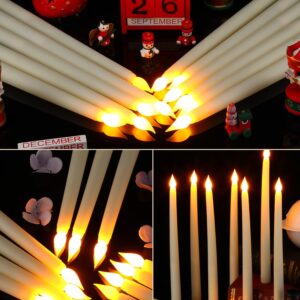 Funtery 48 Pcs Flameless LED Taper Candles Fake Candles Battery Operated Candles Bulk 11 Inch Flickering Taper Candles LED Tall Candles for Christmas Valentine's Day Church Wedding(Ivory)