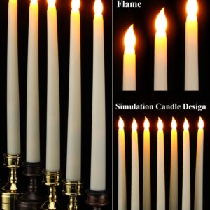 Funtery 48 Pcs Flameless LED Taper Candles Fake Candles Battery Operated Candles Bulk 11 Inch Flickering Taper Candles LED Tall Candles for Christmas Valentine's Day Church Wedding(Ivory)