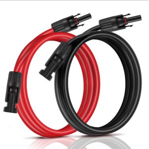 solar extension cable, 3feet 10awg(6mm²) solar panel extension cable with female and male connector solar panel wiring wire adapter red+black