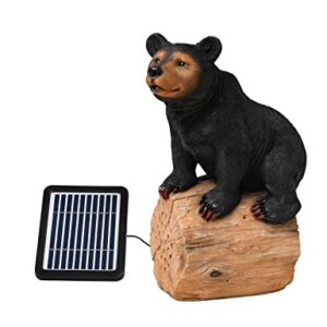 AXOSO Outdoor Bluetooth Speakers Waterproof Wireless Solar Powered & Weather Resistant with Rechargeable Battery, Outside Black Bear Bluetooth Speakers for Patio,Pool,Deck,Garden and Home