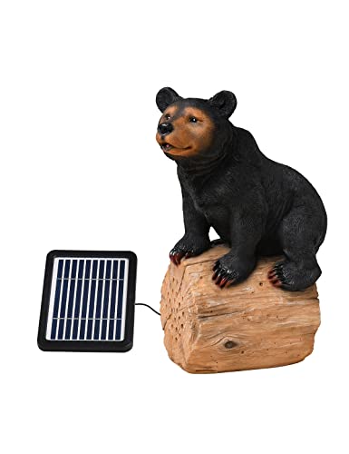 AXOSO Outdoor Bluetooth Speakers Waterproof Wireless Solar Powered & Weather Resistant with Rechargeable Battery, Outside Black Bear Bluetooth Speakers for Patio,Pool,Deck,Garden and Home