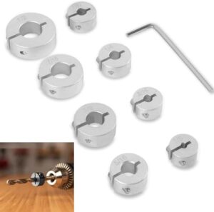 aluminum stop collar set drill bit depth stop split ring (1/2", 7/16”, 3/8”, 5/16”,1/4”, 7/32”, 3/16”, 1/8”) w/included drill bit holder
