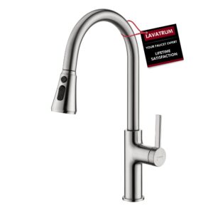 lavatrum brushed nickel kitchen faucet with 3-function sprayer pull down sprayer extended body single handle high arc kitchen sink faucet 17 inch