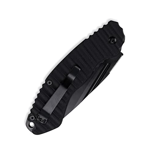 STANBIK Black Pocket Knife with G10 Handle,Ceramic Ball Bearing,EDC Folding Pocket Knife with 3.1in D2 Blade for Camping Survival, Fathers Day, Gifts for Men Dad Husband.