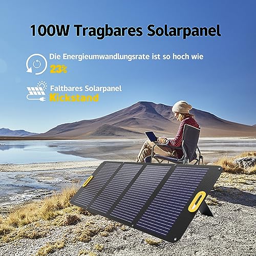 100W Portable Solar Panel Compatible with USB Devices and 12V Batteries for Outdoor Adventures, Folding Solar Panel Perfect for Camping, RV, and Emergency Power Needs (YP100)