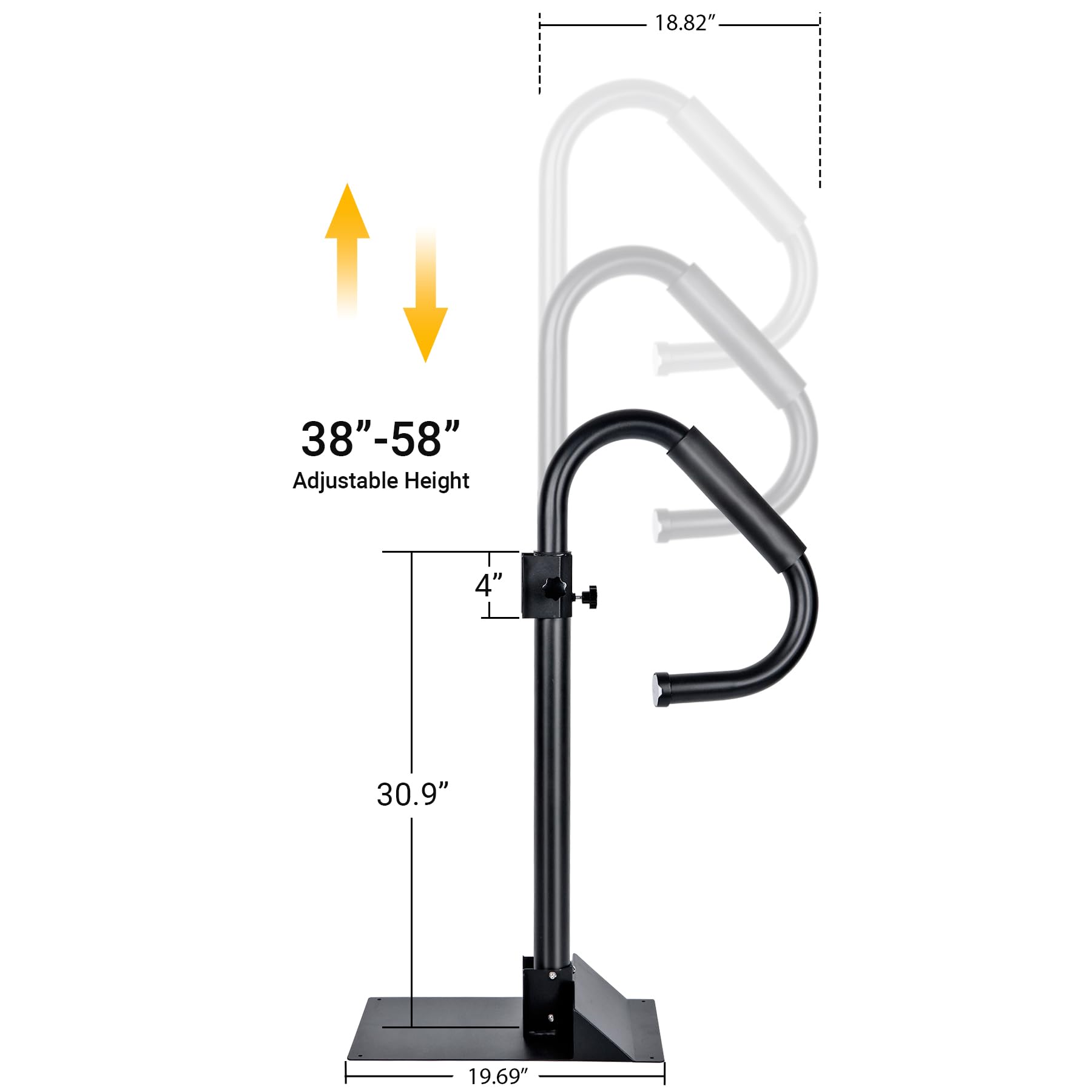 Neorexon Hot Tub Handrails, 38"-58" Adjustable Height SPA Handrail with 360 Swivel Option& Non-Slip Handle, 600 LBS SPA Side Handrail Slide Under Mount Base for Indoor & Outdoor