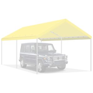 JESTOP 10' x 20' Carport Replacement Canopy Cover,Tent Car Garage Top Tarp Cover, 300D Oxford Fabric Waterproof & UV Protected, Velcro Fixing Device, Beige (Only Top Cover, Frame not Included)