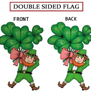 St Patricks Day Garden Flag Leprechauns Shamrocks Clovers Vertical Double Sided Holiday Yard Outdoor Decor 16 x 24 Inch