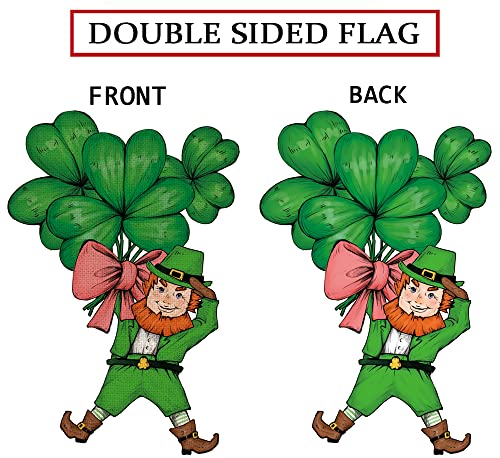 St Patricks Day Garden Flag Leprechauns Shamrocks Clovers Vertical Double Sided Holiday Yard Outdoor Decor 16 x 24 Inch