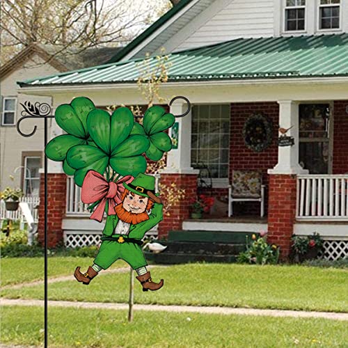 St Patricks Day Garden Flag Leprechauns Shamrocks Clovers Vertical Double Sided Holiday Yard Outdoor Decor 16 x 24 Inch