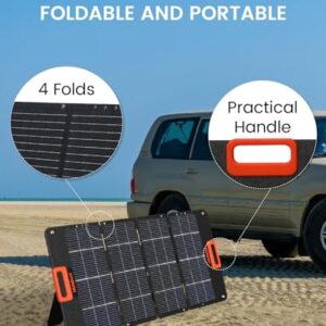 NURZVIY 200 Watt Portable Foldable Solar Panels 200W Solar Cell Solar Charger for Power Station, Waterproof w/Adjustable Kickstand XT60 Anderson DC 8mm Connector for Camping, Off Grid Living