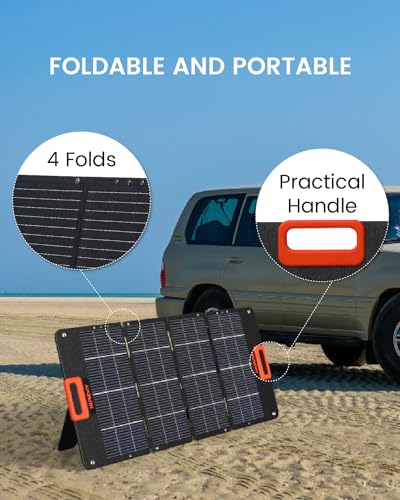 NURZVIY 200 Watt Portable Foldable Solar Panels 200W Solar Cell Solar Charger for Power Station, Waterproof w/Adjustable Kickstand XT60 Anderson DC 8mm Connector for Camping, Off Grid Living