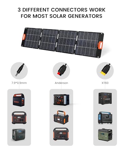 NURZVIY 200 Watt Portable Foldable Solar Panels 200W Solar Cell Solar Charger for Power Station, Waterproof w/Adjustable Kickstand XT60 Anderson DC 8mm Connector for Camping, Off Grid Living