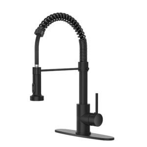 ibofyy black kitchen faucets single handle commercial kitchen sink faucet with multifunctional pull-down spout for farmhouse rv bar with 3 hole deck (matte black)