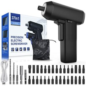 electric cordless screwdriver set, 3.6v usb rechargeable power screwdriver kit with 37pcs magnetic bit, led light, screw gun repair tool kit for home, office, apartment