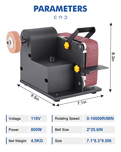 800W Electric Bench Belt Sander Mini Belt Sander Electric Knife Sharpener Electric Polishing Grinding Machine 2x13.8in Belt Sanding Machine for Knife Wood Metal Craft