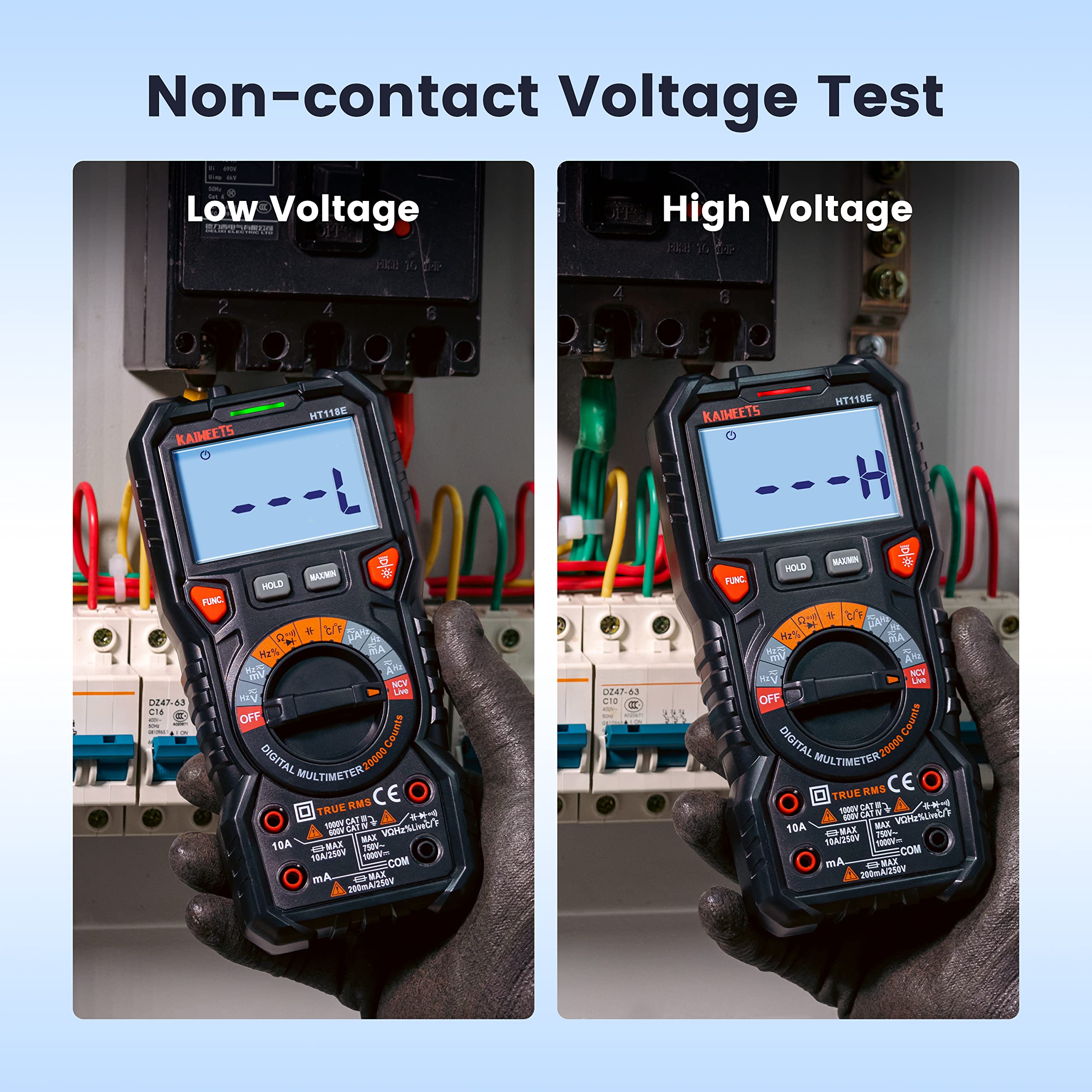 KAIWEETS Digital Multimeter with Case,20000, 2000 Counts DC AC Voltmeter, Ohm Volt Amp Test Meter and Continuity Test Diode Voltage Tester for Household Outlet, Automotive Battery Test