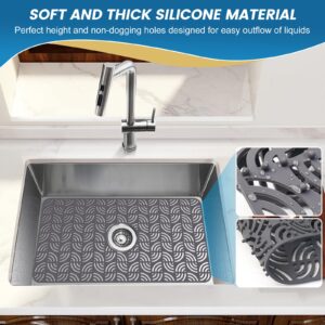 Premium Silicone Sink Protector for Kitchen Sink, 26''x 14''Kitchen Sink Mat Grid with Center Drain, Upgrade Heat Resistant & Non-Slip, Perfect for Bottom of Farmhouse Stainless Steel Porcelain Sink