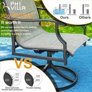 PHI VILLA Outdoor Dining Set for 8, Patio Table and Chairs Set with 8 Padded Swivel Dining Chairs & Full Metal Extendable Table for Poolside Lawn Garden