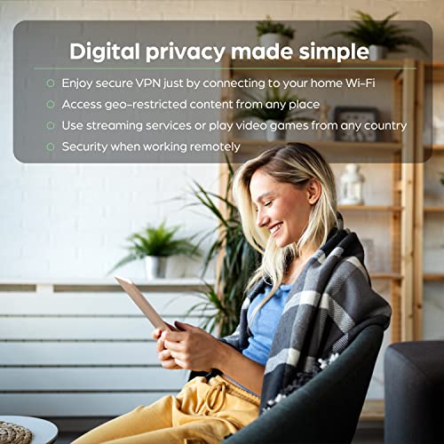 Encrouter Wi-Fi 6 VPN Router (ENC-AX1800A), High-Performance Built-in VPN Smart Home Router, VPN Protection for Your Entire Household, Cloud Access and GEO-IP Unlock, 1-Year Free VPN Subscription