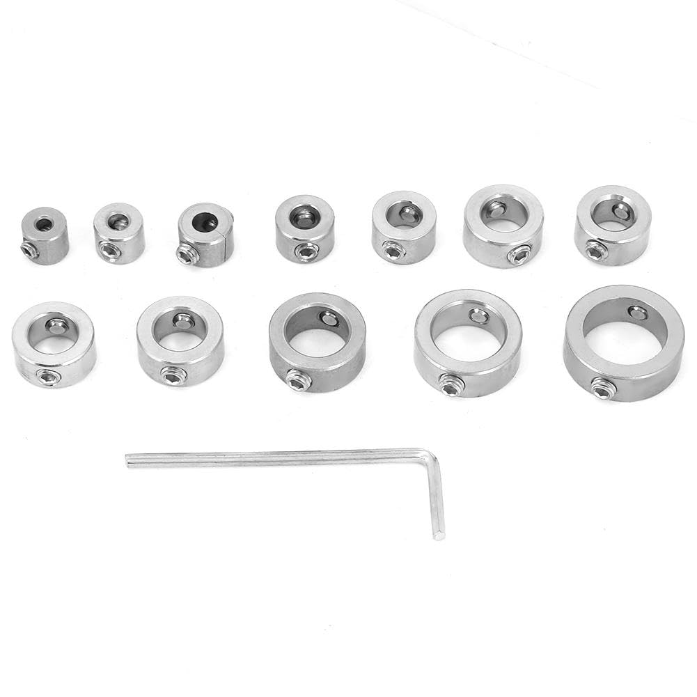 MLMLH Drill Stop Bit Collar Set with Hex Wrench 12pcs Drill Depth Stop Bit Collar Stainless Steel Drill Bit Depth Stop 3mm 4mm 5mm 6mm 7mm 8mm 9mm 9.5mm 10mm 12mm 14mm 16mm Positioner Ring