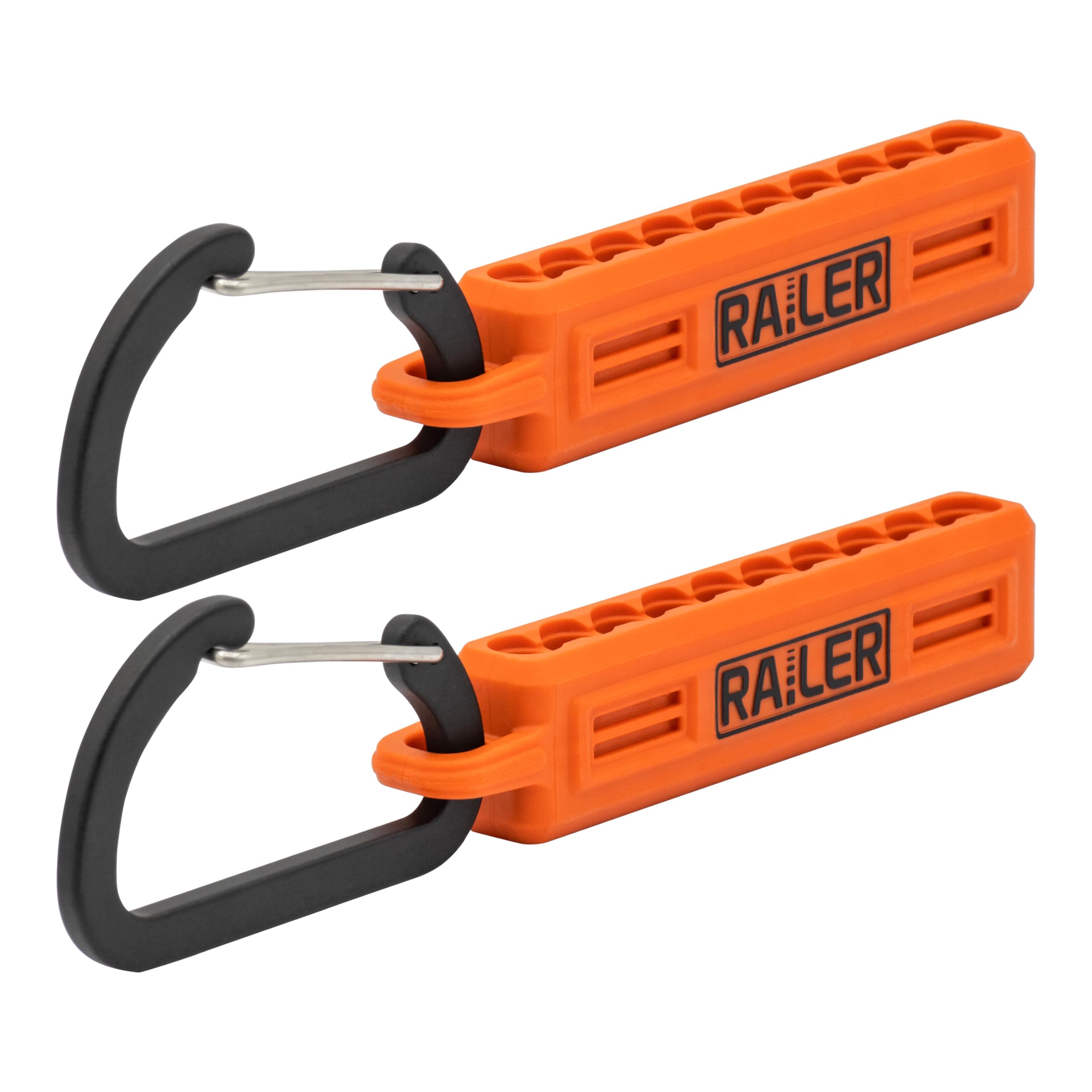 Screwdriver Bit Holder Storage Organizer – Railer 10-Hole Orange Bit Holder with Carabiner - 2 Pack