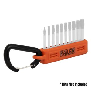 Screwdriver Bit Holder Storage Organizer – Railer 10-Hole Orange Bit Holder with Carabiner - 2 Pack