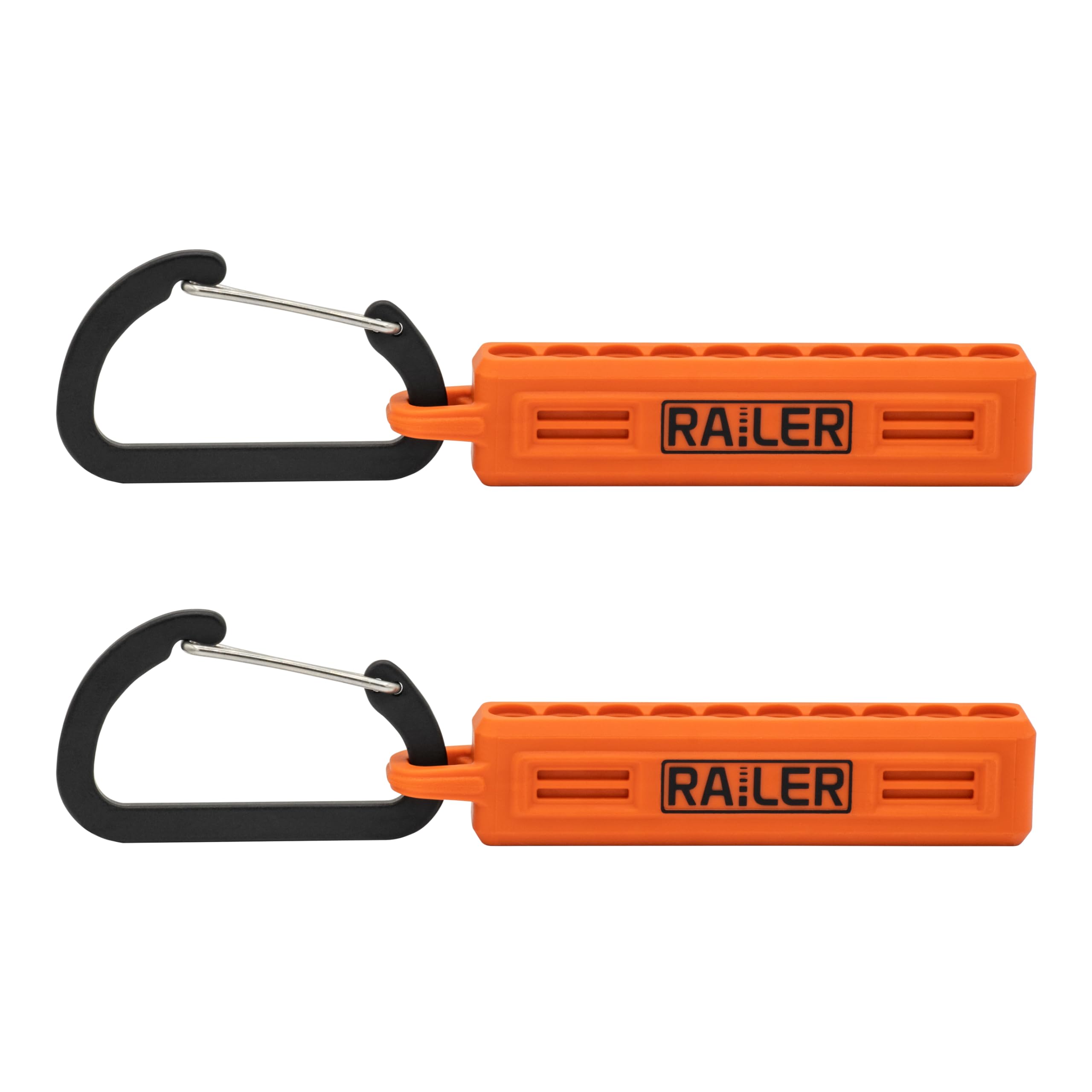 Screwdriver Bit Holder Storage Organizer – Railer 10-Hole Orange Bit Holder with Carabiner - 2 Pack