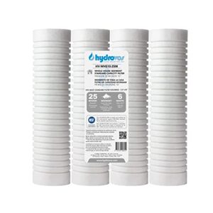 hydrovos 25-micron 10" x 2.5" whole house water filter, nsf 42 certified universal fit 10 inch sediment filter replacement cartridge for standard ro unit and home water filtration housing, 4 packs