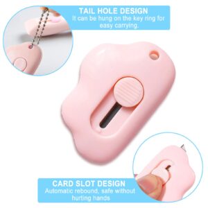 Mini Box Cutter,Right Or Left Handed Mini Cutter, Cloud Utility Knife Cat Paw Shape Keychain Box Opener, Retractable Portable Cutter Knife[pink] Pilipane