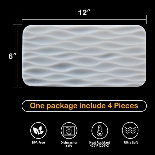 Surpahs 12" x 6" 4Pack Silicone Kitchen Sink Protector Mat